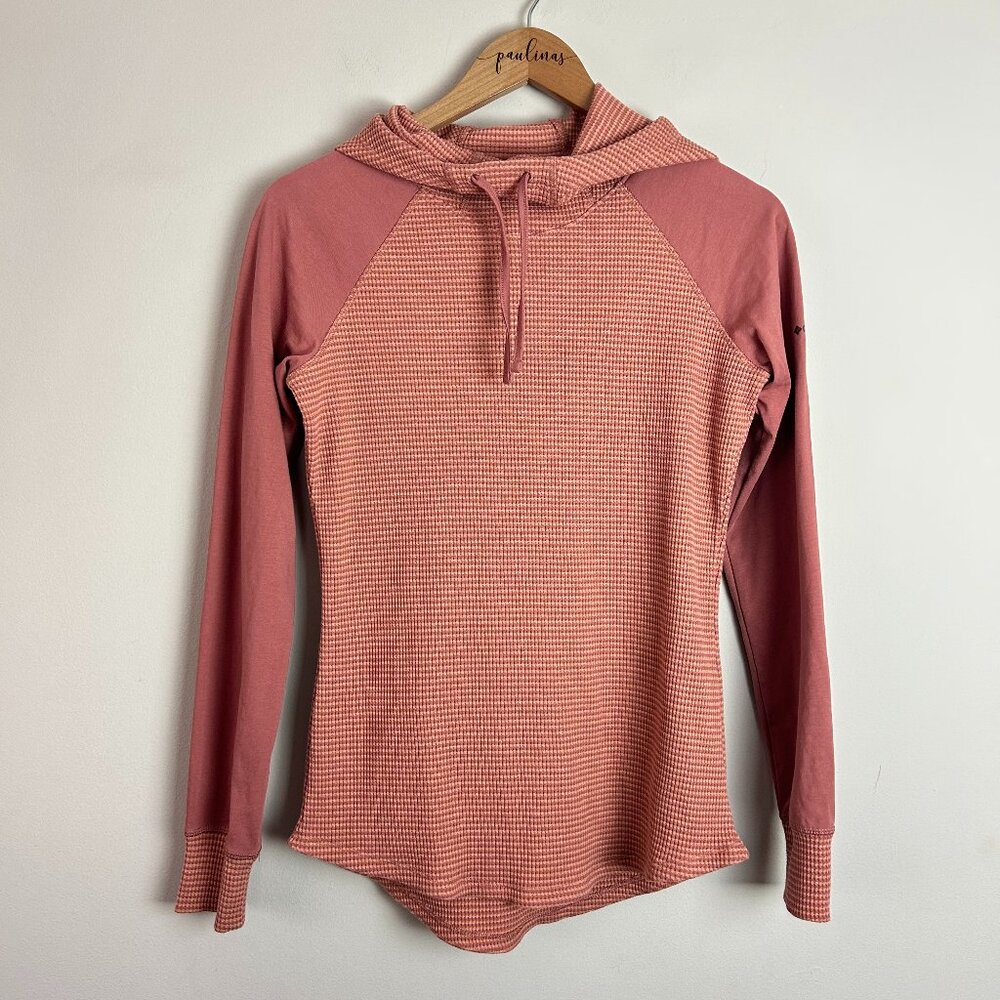Columbia Coral and Rust Colored Waffle-Knit Hoodie